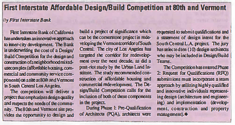 A block of text which outlines First Interstate Bank's description of their affordable design plan.
