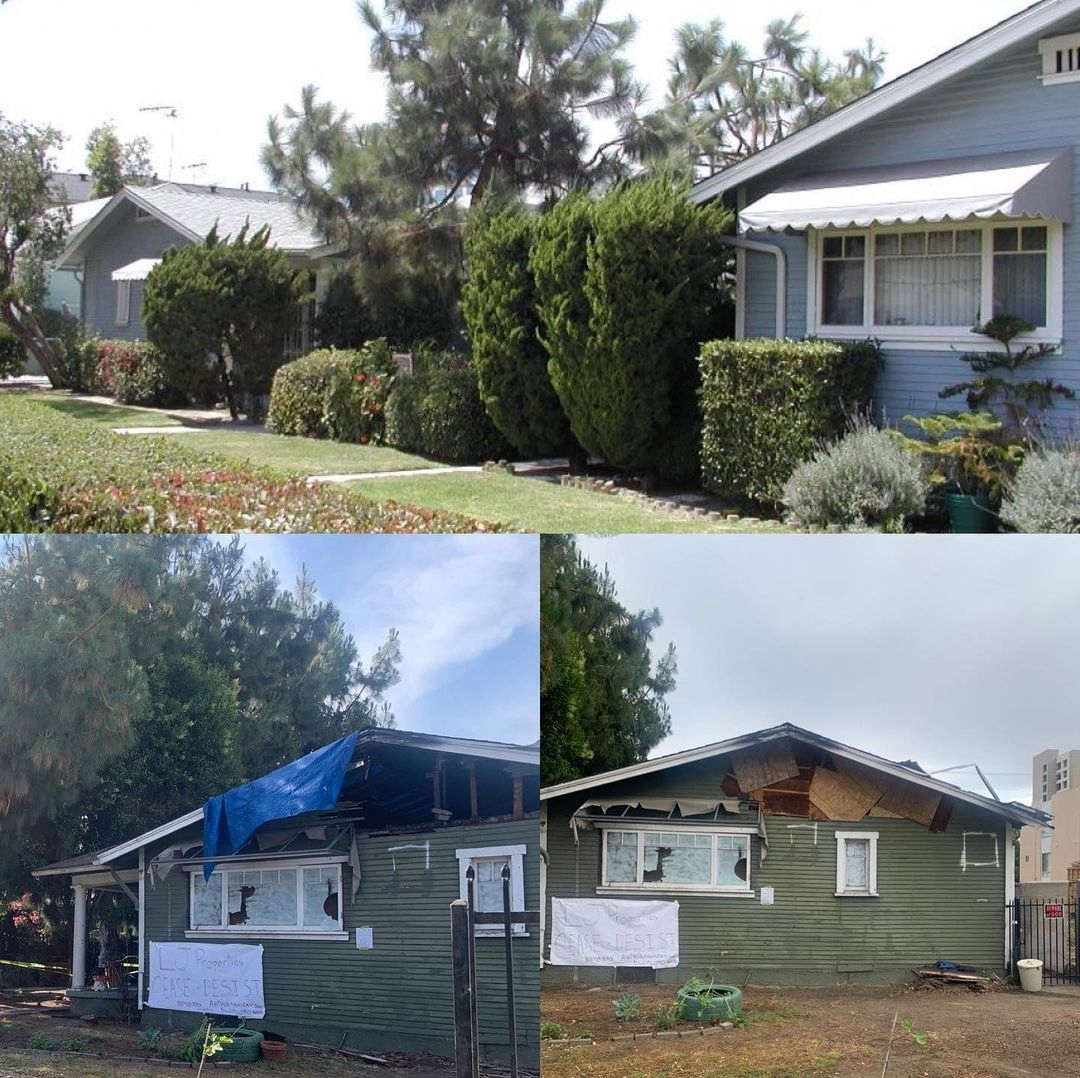 Photo of Lourine Court Bungalows before and after Arthur Aslanian's ownership