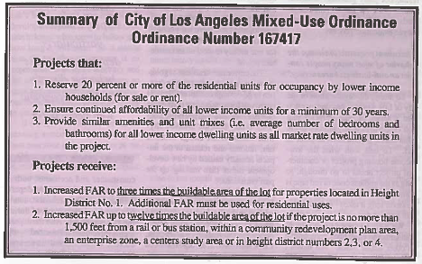 Block of text that describes mixed-use in the City of Los Angeles.