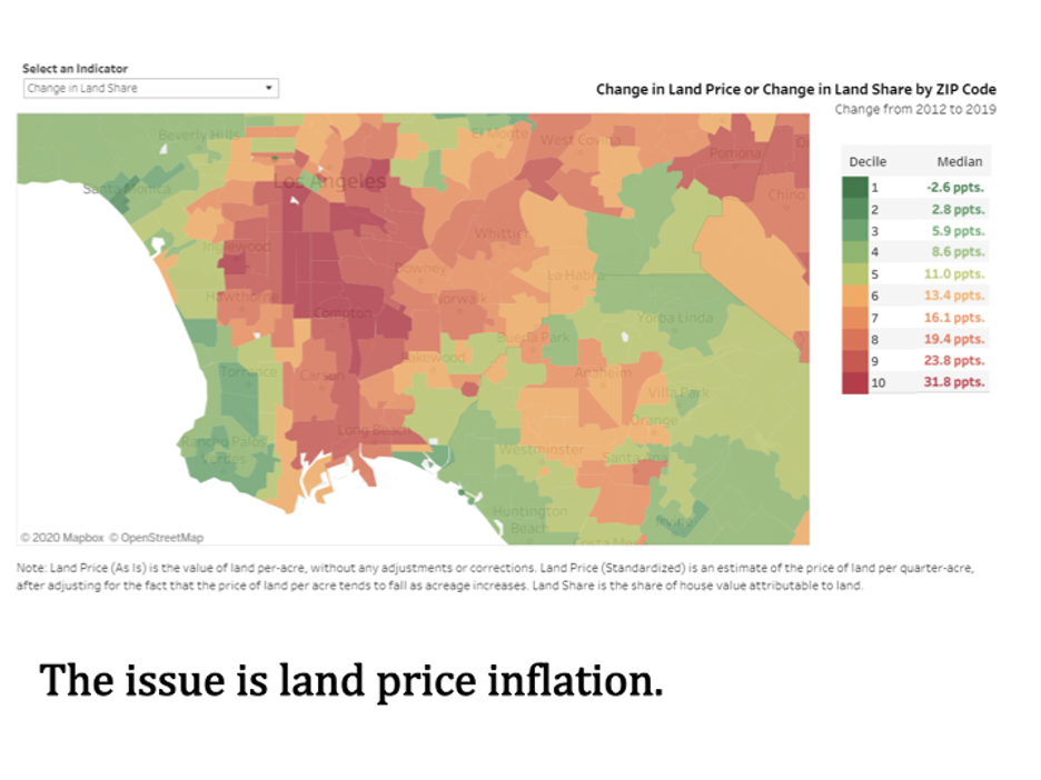 Map of Land Price Inflation in Los Angeles